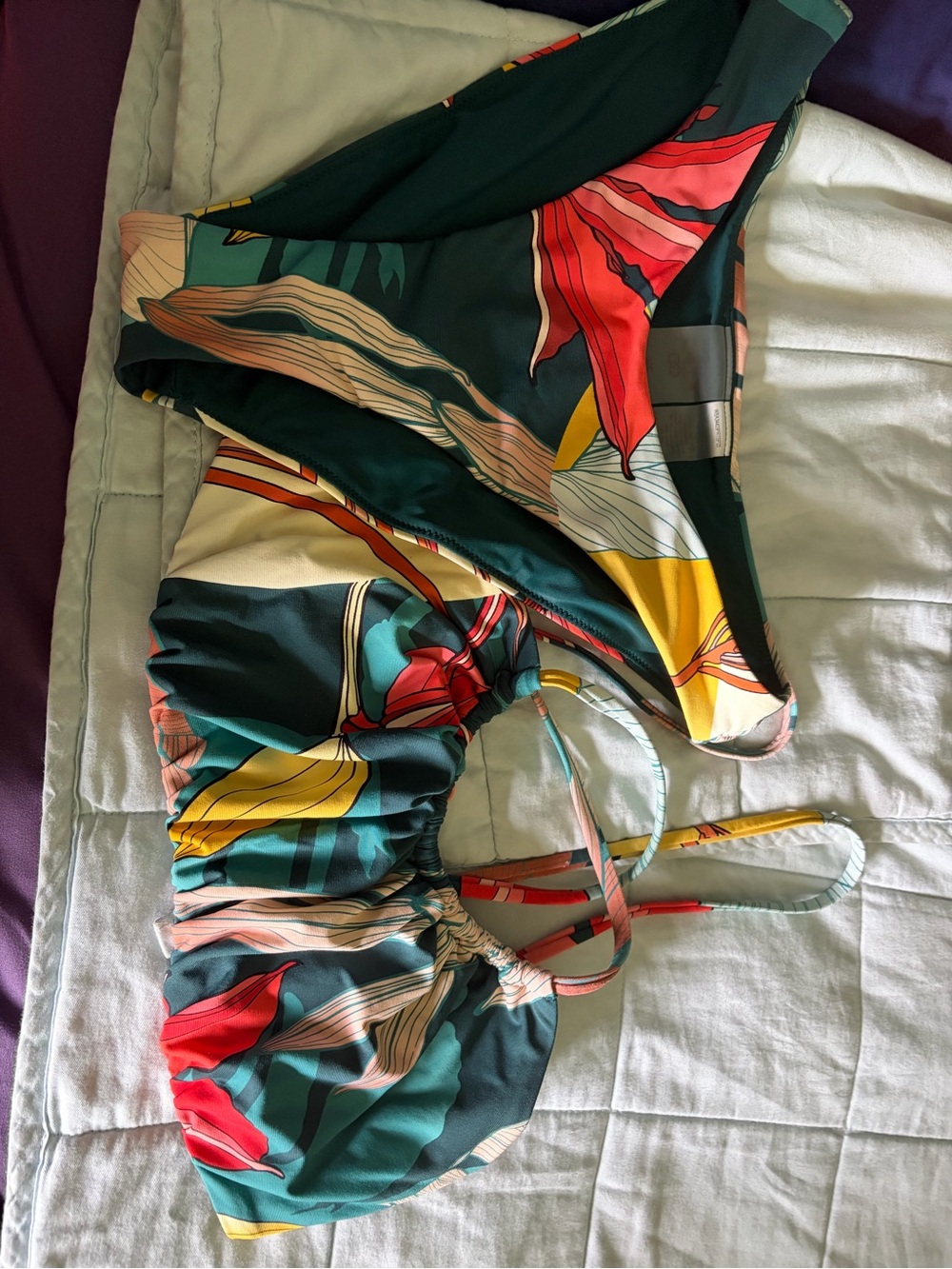 CALIA by Carrie Underwood Floral Bikini Set in Teal, Red, Yellow